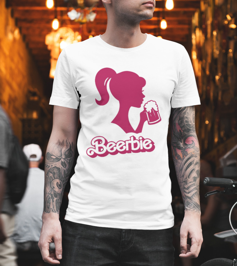 Beerbie Pink Beer Barbie Icon With Beer T-Shirt