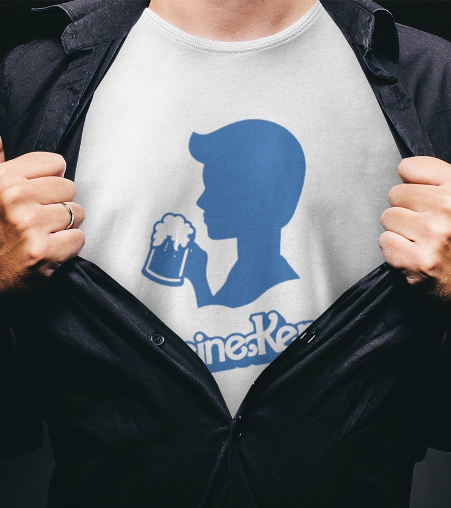 Ken Blue Beer Silhouette Heineken Play On Words T-Shirt
