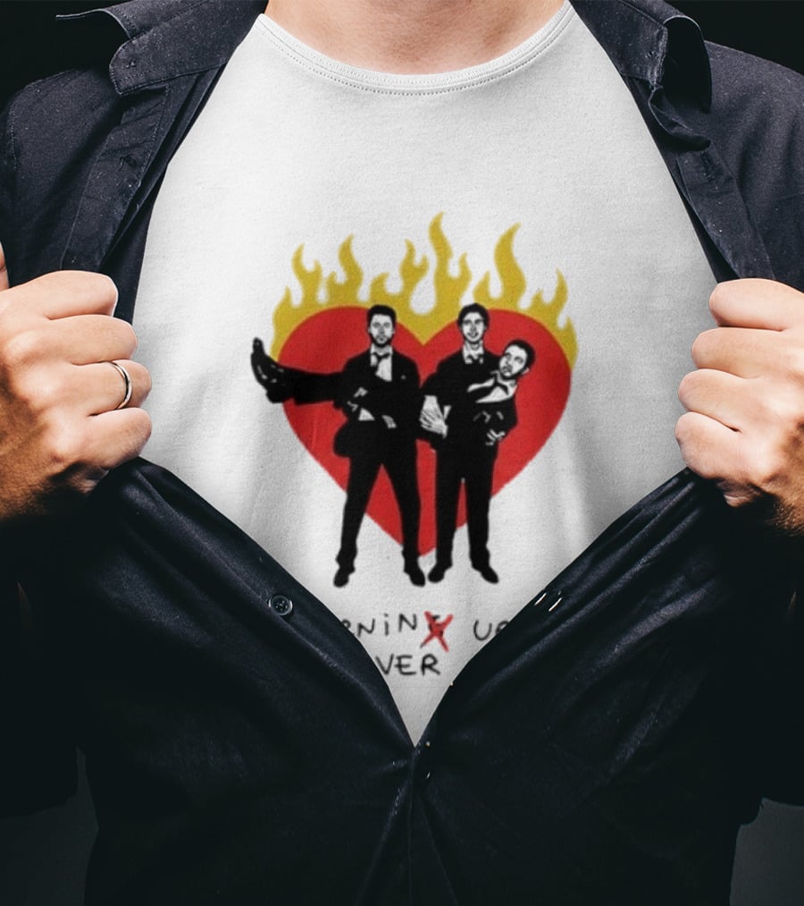 Jonas Brothers Burnin' Up Tour All Over Again Heart Flames Silhouette 2026 T-Shirt