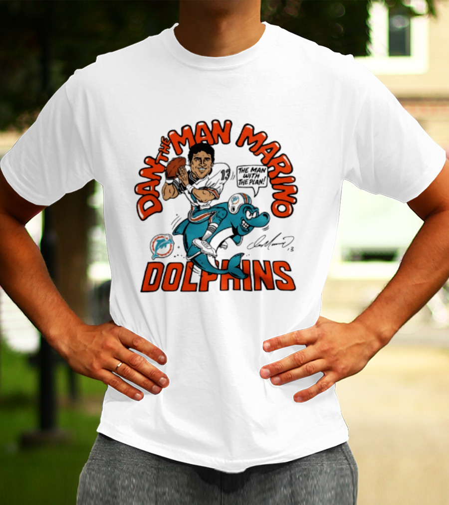 Dan The Man Marino Dolphins Football Caricature T-Shirt