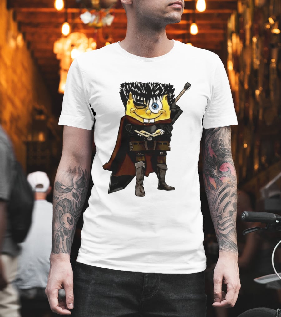SpongeBob X Berserk Guts Crossover SpongeGuts SquarePants Character Mashup T-Shirt