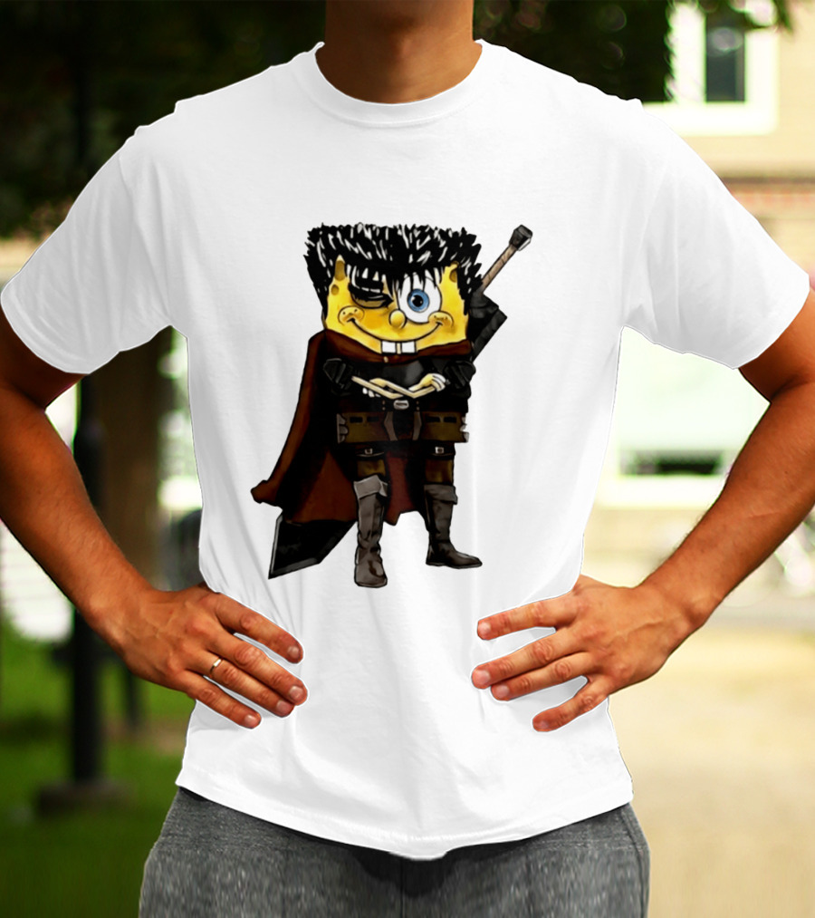 SpongeBob X Berserk Guts Crossover SpongeGuts SquarePants Character Mashup T-Shirt