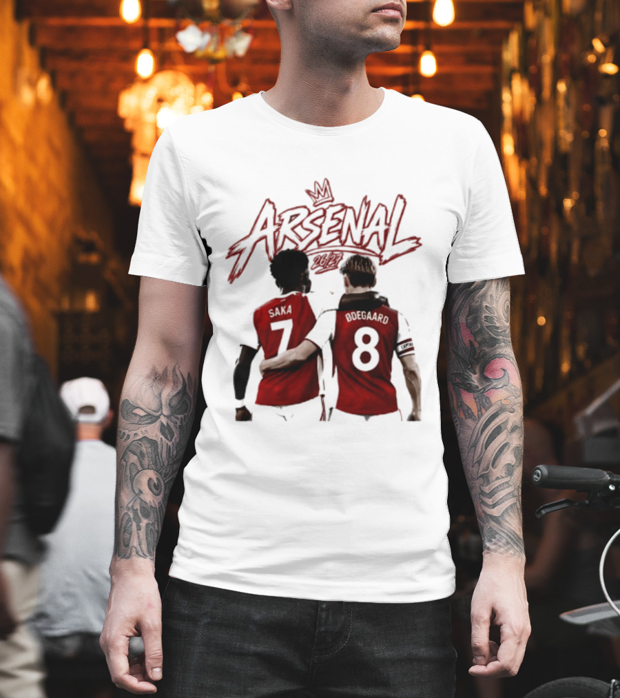 Arsenal Saka 7 Odegaard 8 Football Moment T-Shirt