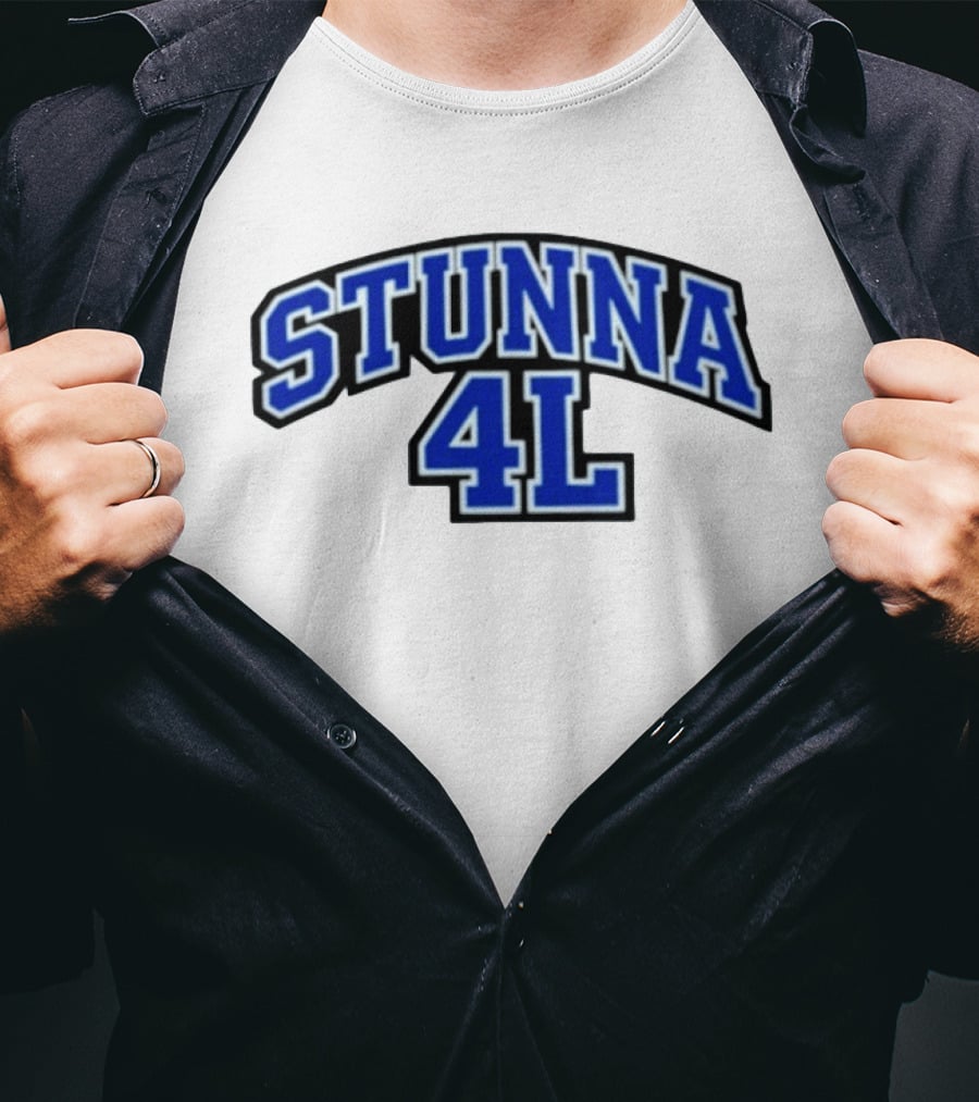 Stunna 4L Rap Hip Hop Streetwear Sports Style Bold Blue Lettering T-Shirt