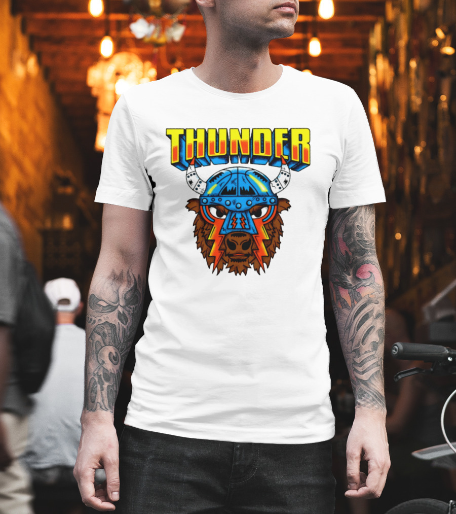 Thunder Buffalo Viking Helmet Bison Basketball T-Shirt