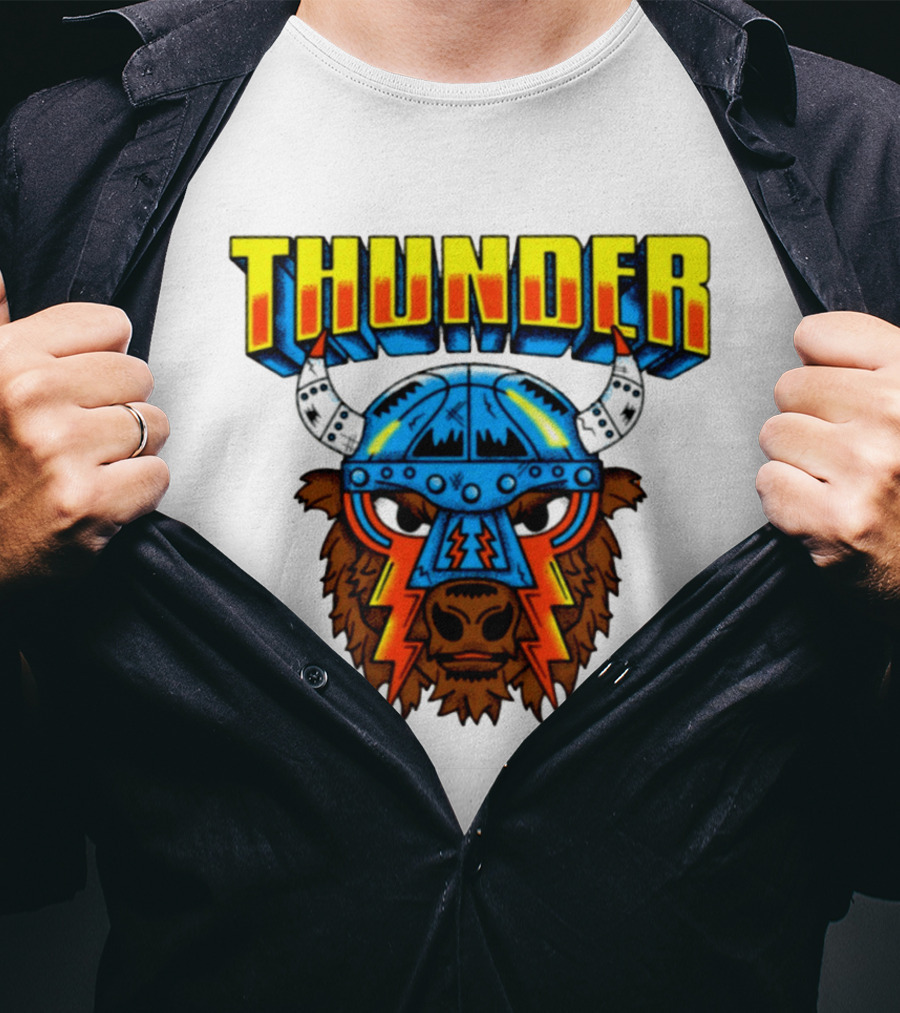 Thunder Buffalo Viking Helmet Bison Basketball T-Shirt