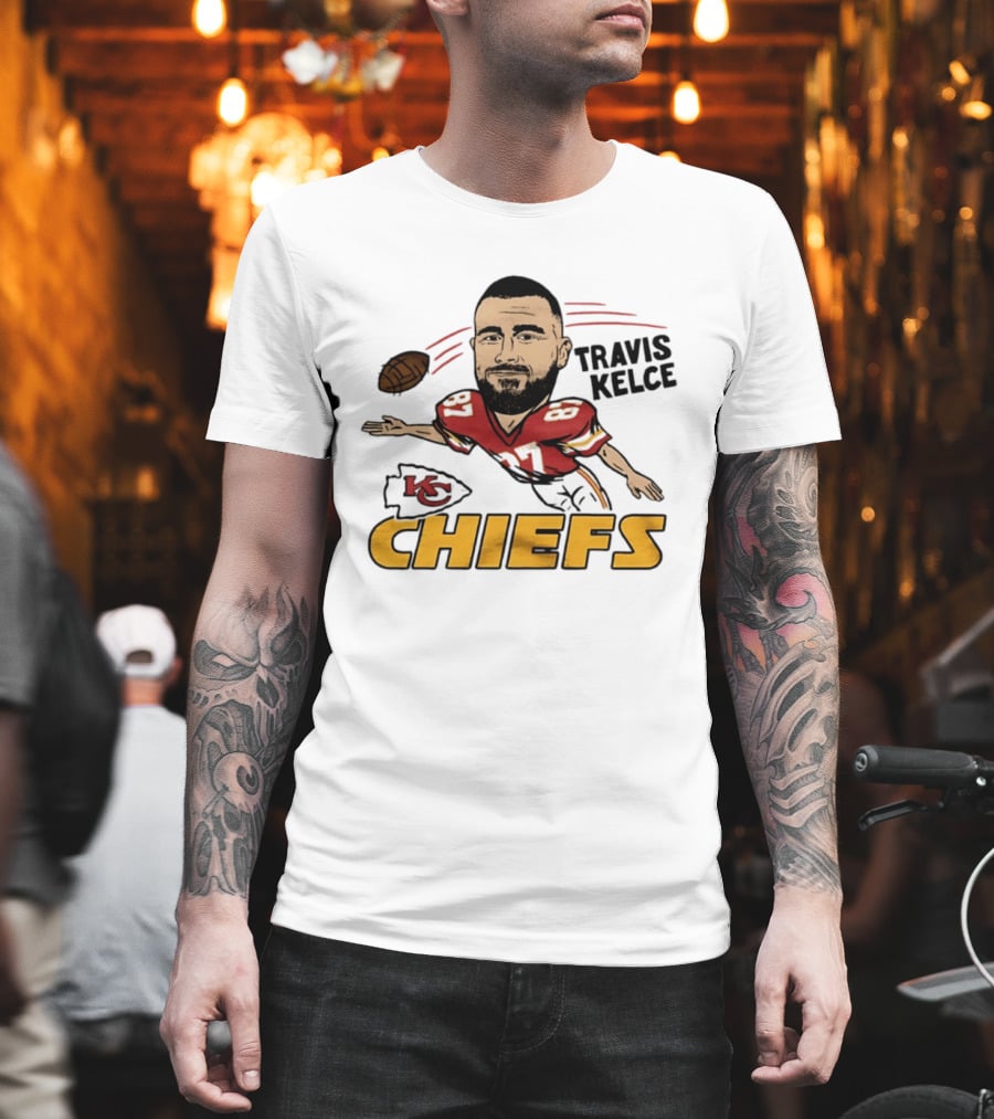 Travis Kelce Kansas City Chiefs Caricature KC Chiefs Football Player T-Shirt