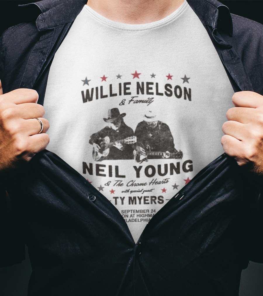 Willie Nelson And Family Neil Young The Outlaw Music Festival TD Pavilion Highmark Mann Philadelphia PA 2026 T-Shirt