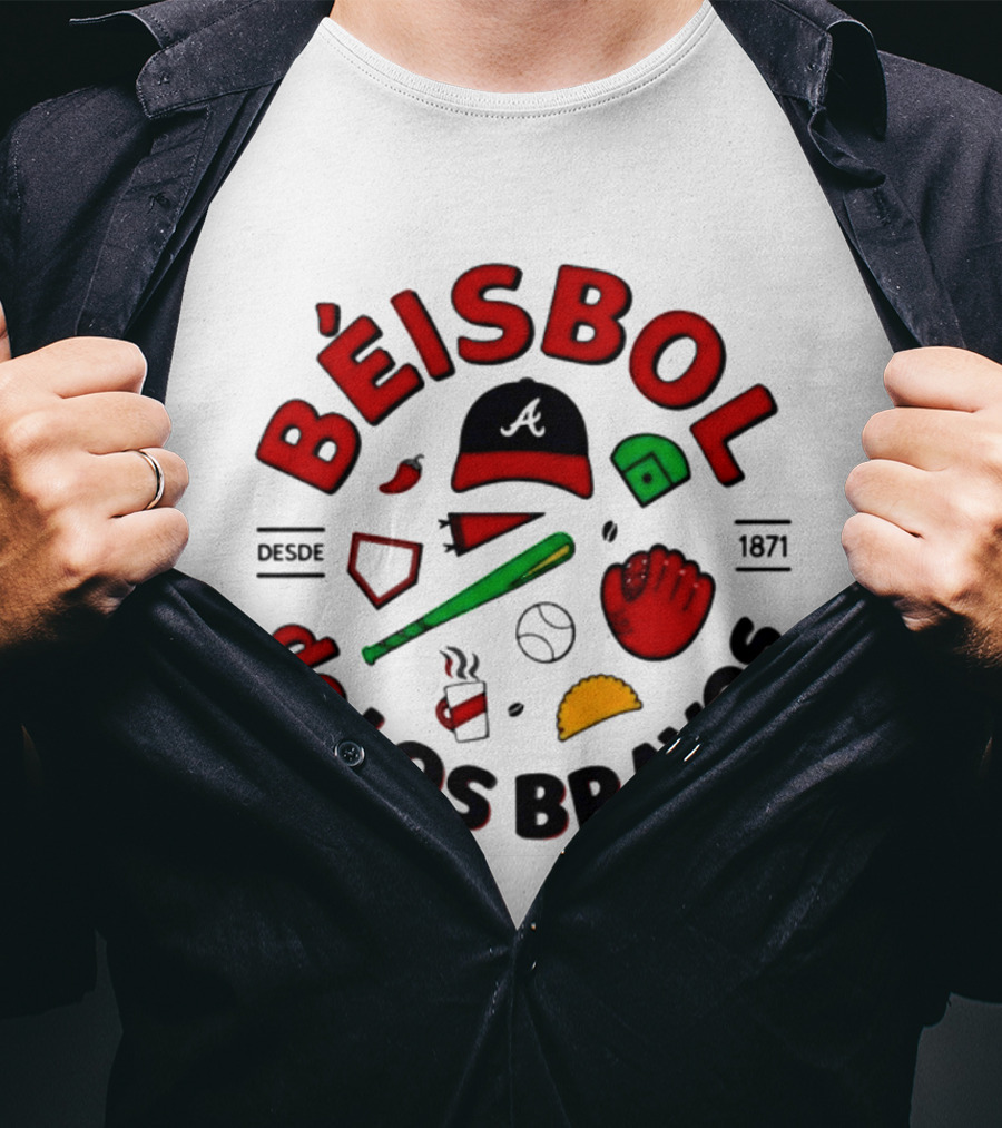 Béisbol De Los Bravos Desde 1871 Hat Bat Glove Baseball Taco Pepper Coffee T-Shirt