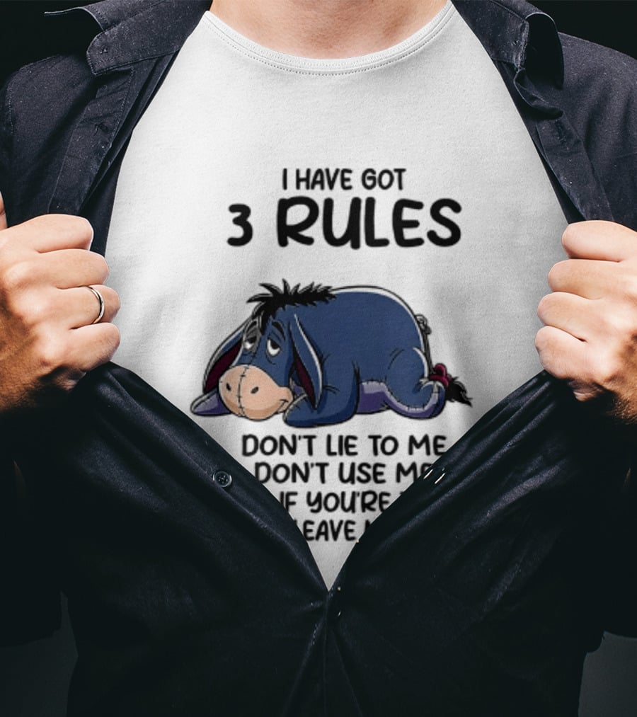 I Have Got 3 Rules Eeyore Don't Lie Use Me Winnie The Pooh T-Shirt