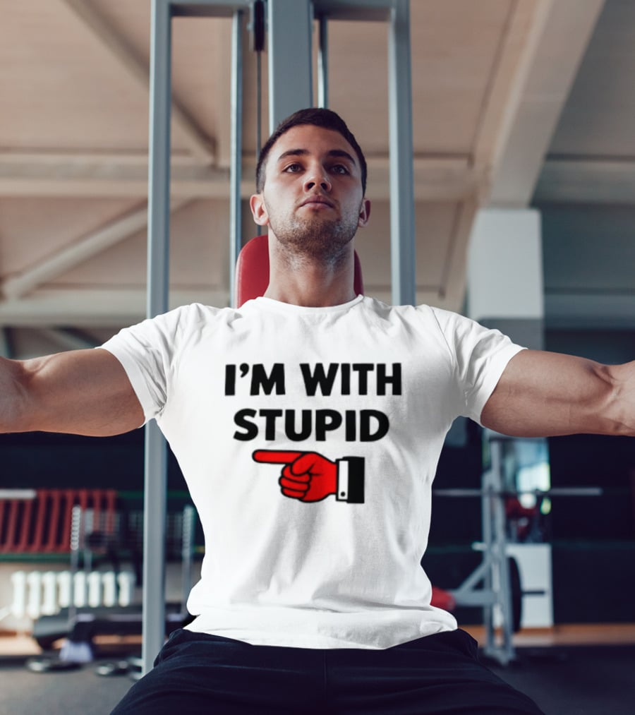 I'm With Stupid Pointing Finger Meme T-Shirt