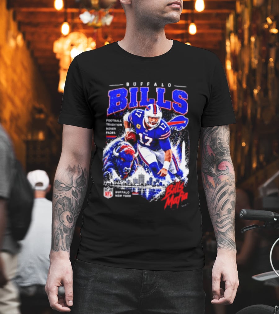 Buffalo Bills Football Tradition Never Fades Bills Mafia NFL Buffalo New York Team Skyline T-Shirt