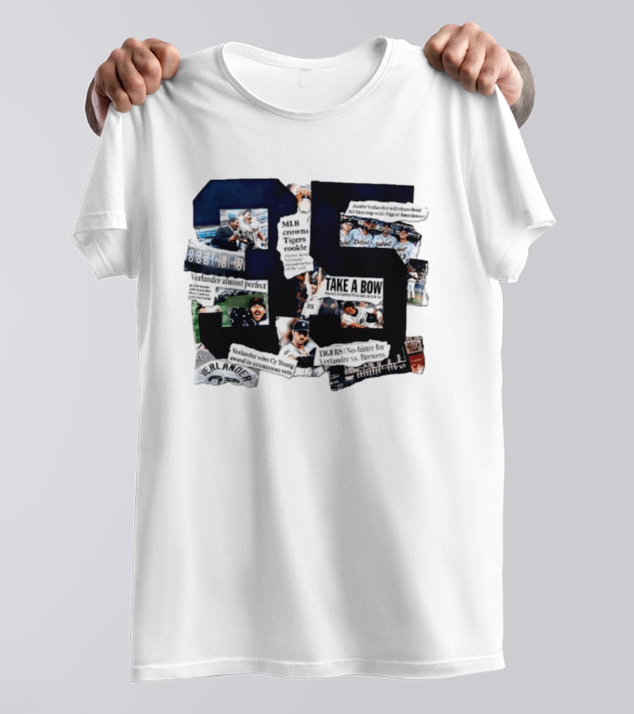 Justin Verlander MLB Crowns Tigers Rookie No Hitter Collage 35 T-Shirt