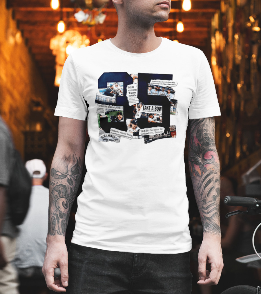 Justin Verlander MLB Crowns Tigers Rookie No Hitter Collage 35 T-Shirt