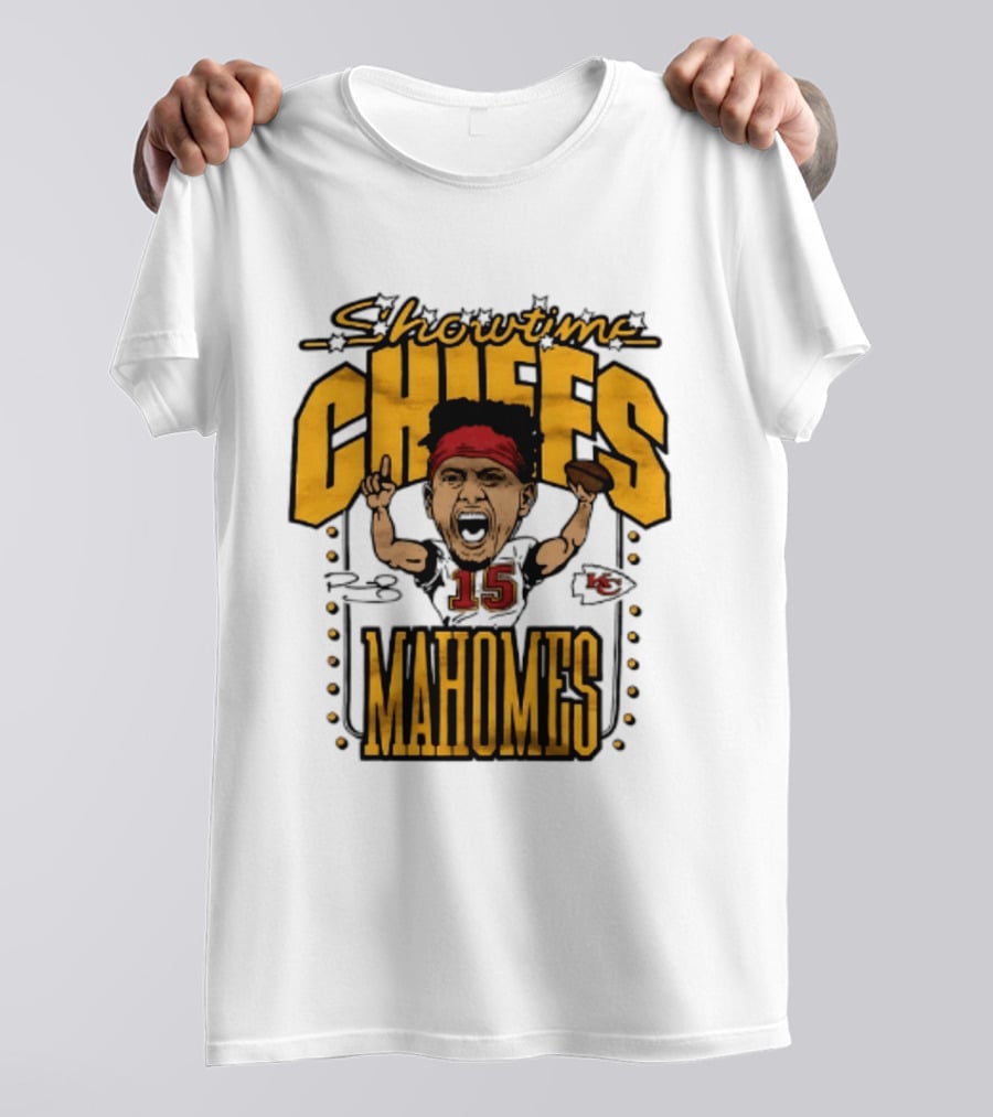 Showtime Chiefs Patrick Mahomes 15 Caricature T-Shirt