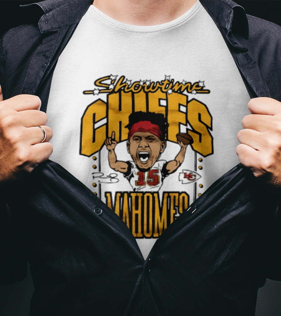 Showtime Chiefs Patrick Mahomes 15 Caricature T-Shirt