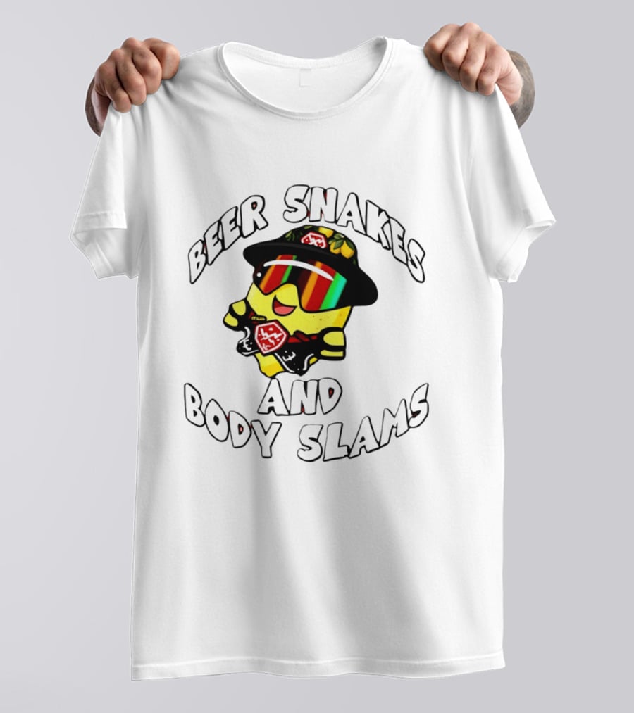 Beer Snakes And Body Slams Lemon Guy Fun Retro 90s T-Shirt