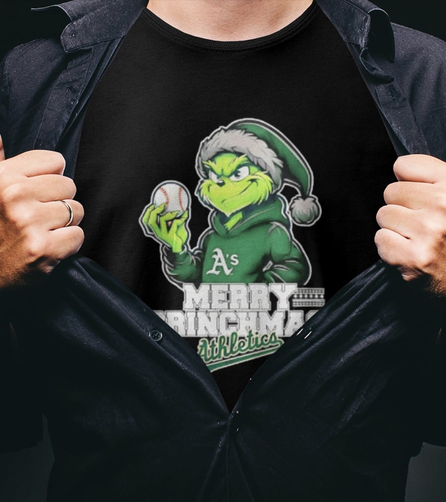 Merry Grinchmas Athletics Baseball Christmas 2026 T-Shirt