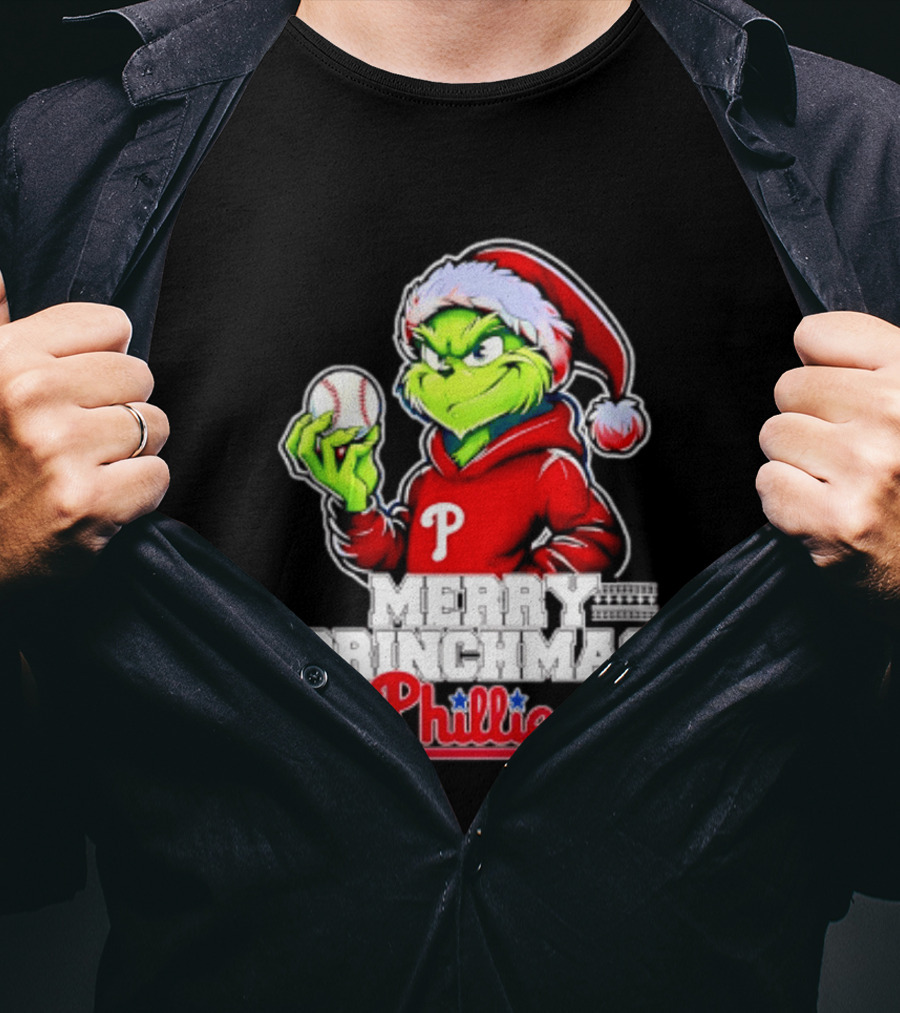 Merry Grinchmas Philadelphia Phillies Baseball Christmas 2026 T-Shirt
