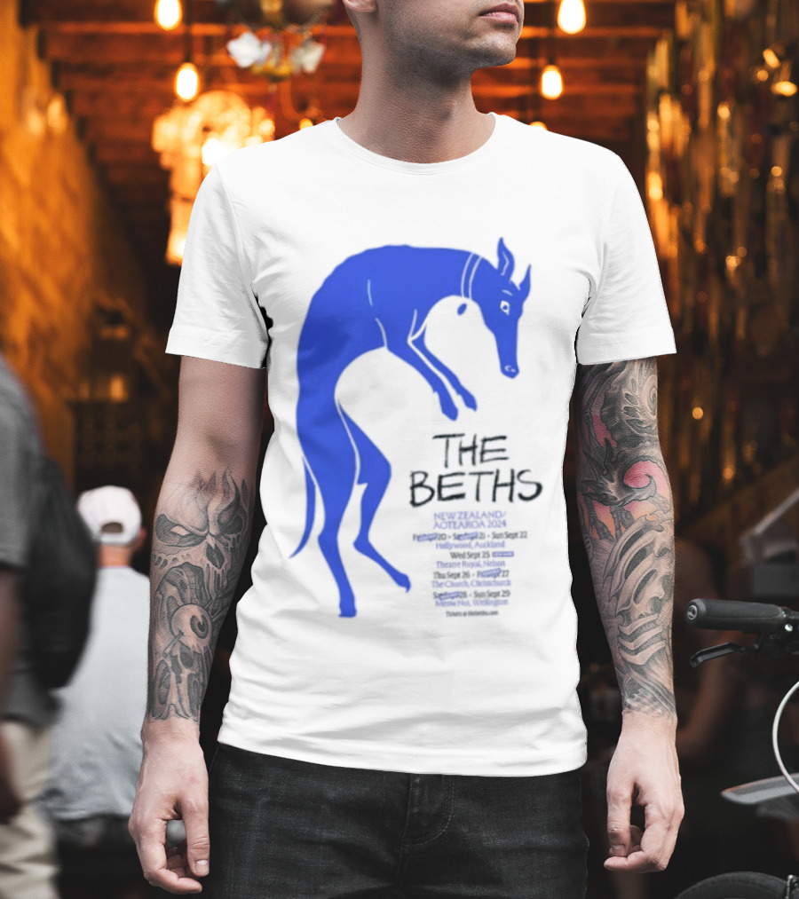 The Beths New Zealand Aotearoa 2024 Tour Blue Jumping Dog T-Shirt