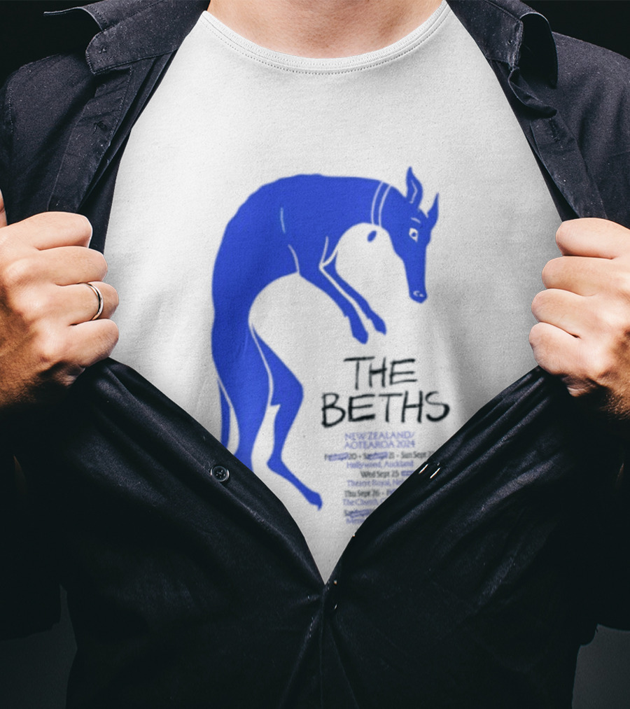 The Beths New Zealand Aotearoa 2024 Tour Blue Jumping Dog T-Shirt