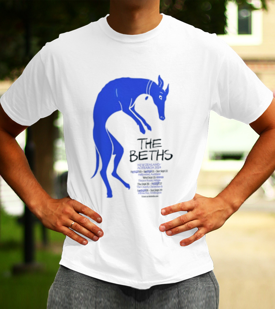 The Beths New Zealand Aotearoa 2024 Tour Blue Jumping Dog T-Shirt