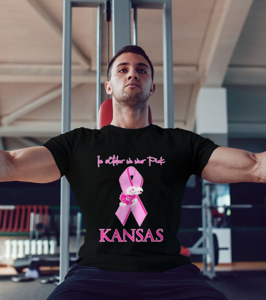 Kansas Jayhawks NCAA Football In October We Wear Pink Breast Cancer Awareness T-Shirt