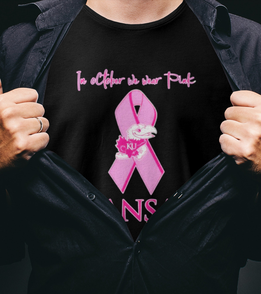 Kansas Jayhawks NCAA Football In October We Wear Pink Breast Cancer Awareness T-Shirt