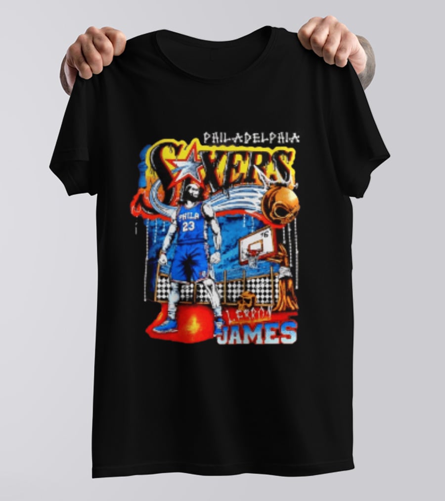 Philadelphia 76ers LeBron James Skeleton Basketball T-Shirt