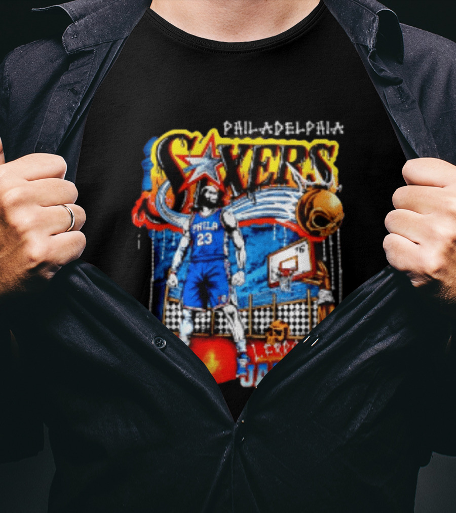 Philadelphia 76ers LeBron James Skeleton Basketball T-Shirt