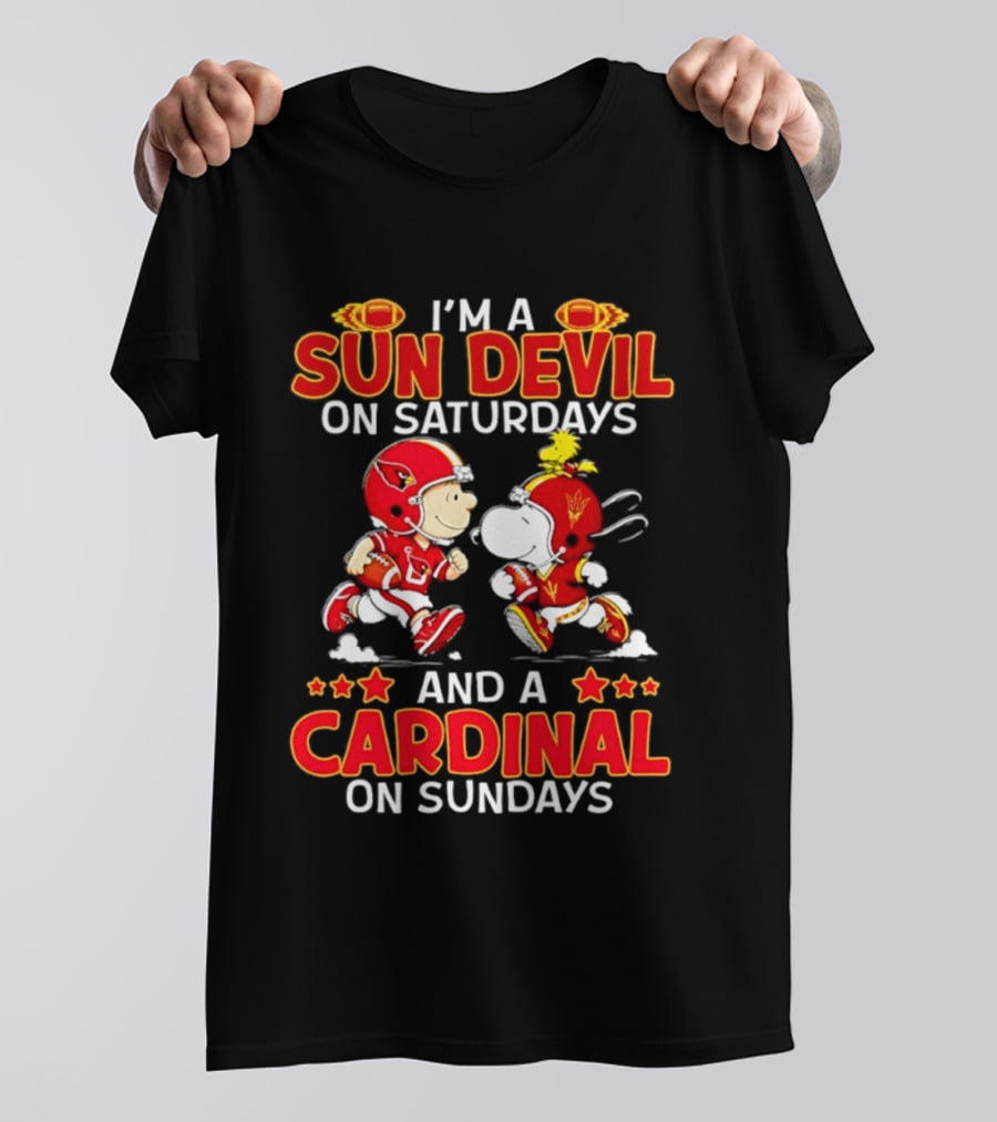 I'm A Sun Devil On Saturdays And A Cardinal On Sundays Peanuts Football Characters T-Shirt