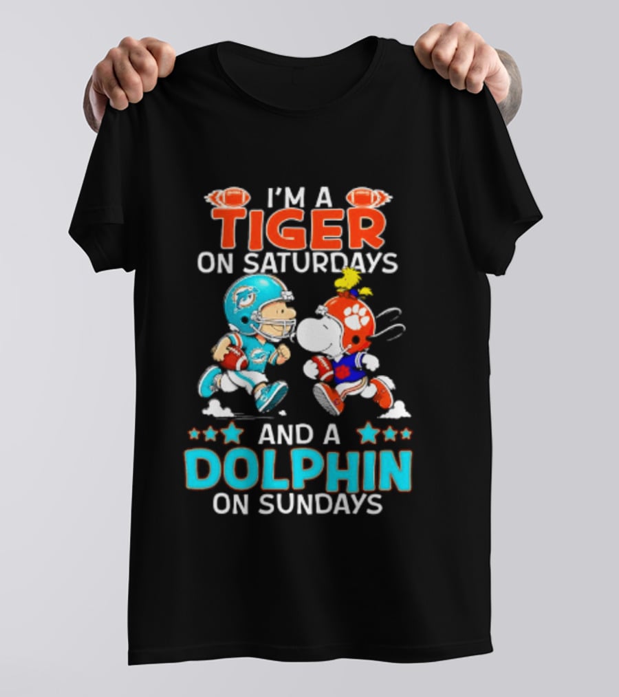 I'm A Tiger On Saturdays And A Dolphin On Sundays Peanuts Football T-Shirt