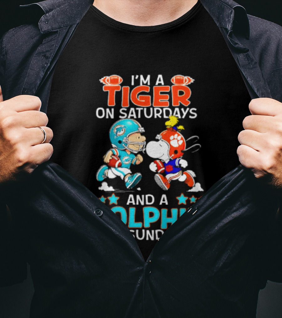 I'm A Tiger On Saturdays And A Dolphin On Sundays Peanuts Football T-Shirt