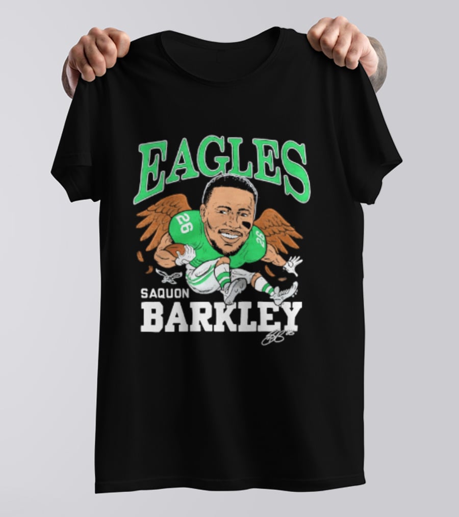 Eagles Saquon Barkley Caricature Green Wings 26 T-Shirt