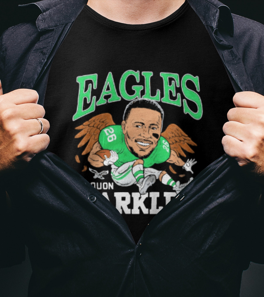 Eagles Saquon Barkley Caricature Green Wings 26 T-Shirt