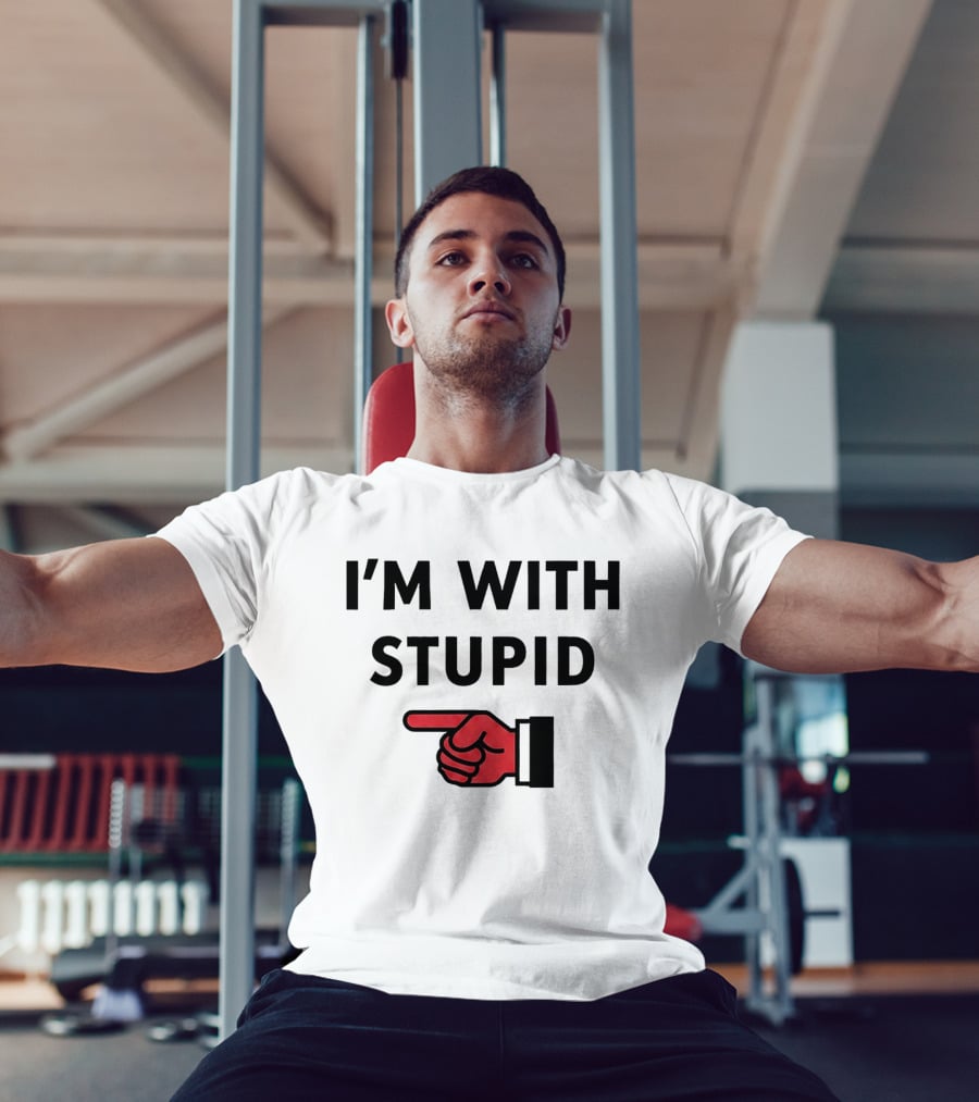 I'm With Stupid Red Pointing Finger T-Shirt