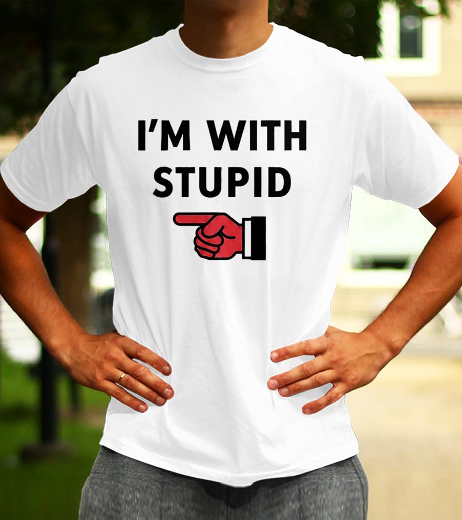I'm With Stupid Red Pointing Finger T-Shirt