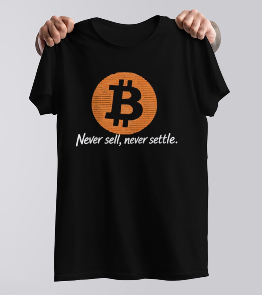 Bitcoin Never Sell Never Settle Orange B T-Shirt
