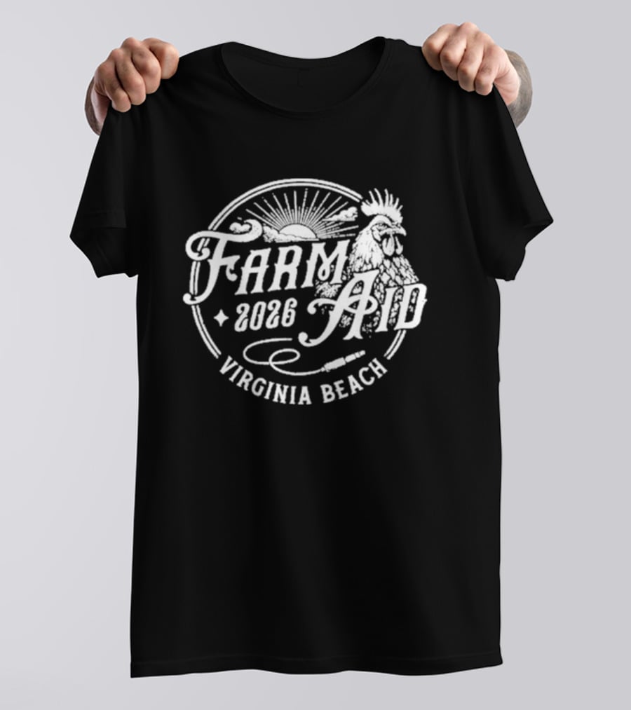 Farm Aid 2026 Virginia Beach Concert Rooster Sunburst T-Shirt