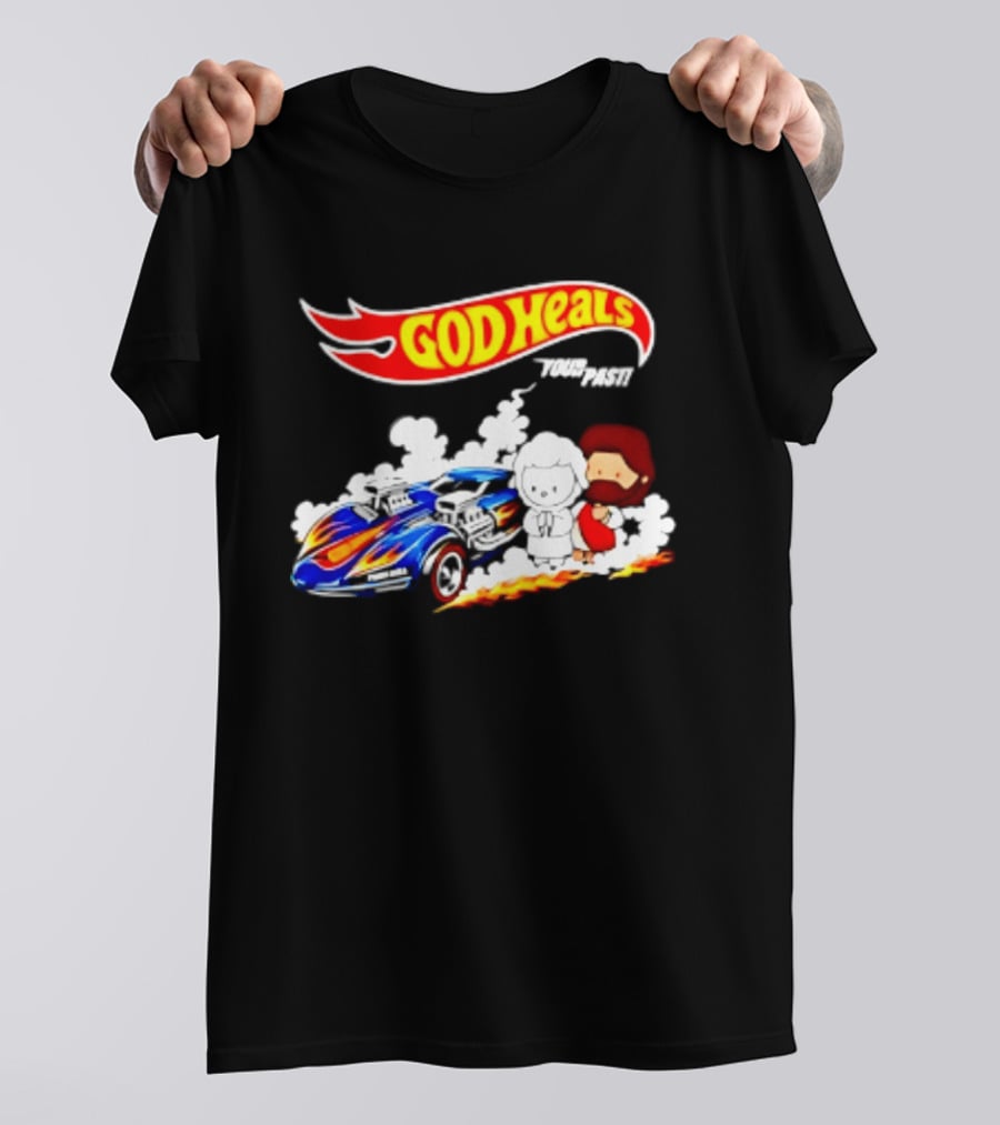 God Heals Hot Wheels Jesus And Lamb Twin Mill T-Shirt