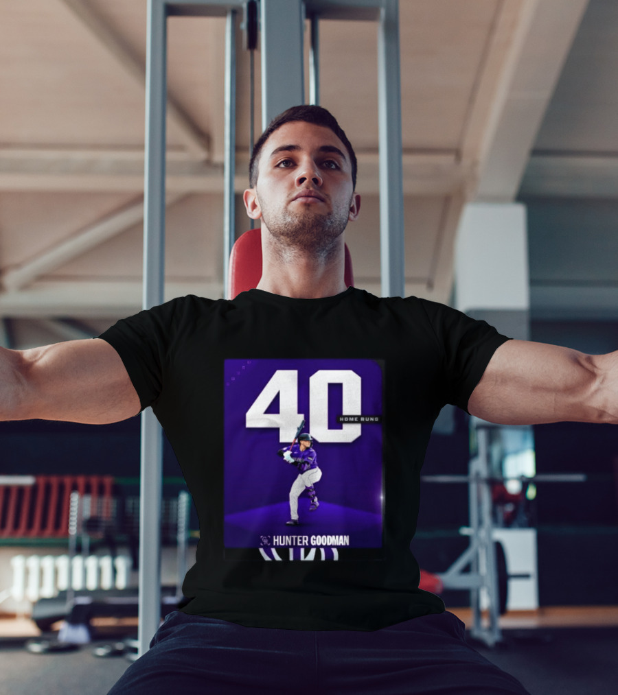 Hunter Goodman 40 Home Runs Colorado Rockies Purple T-Shirt