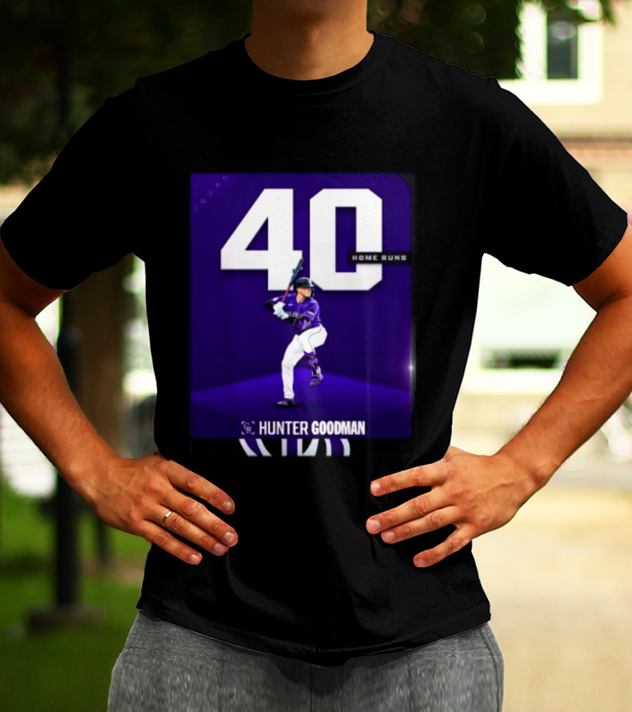Hunter Goodman 40 Home Runs Colorado Rockies Purple T-Shirt