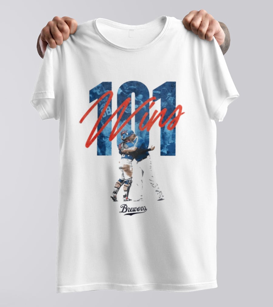 Brewers 101 Wins Robert Gasser William Contreras Celebration T-Shirt