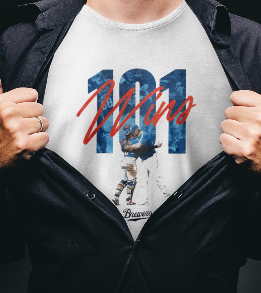 Brewers 101 Wins Robert Gasser William Contreras Celebration T-Shirt