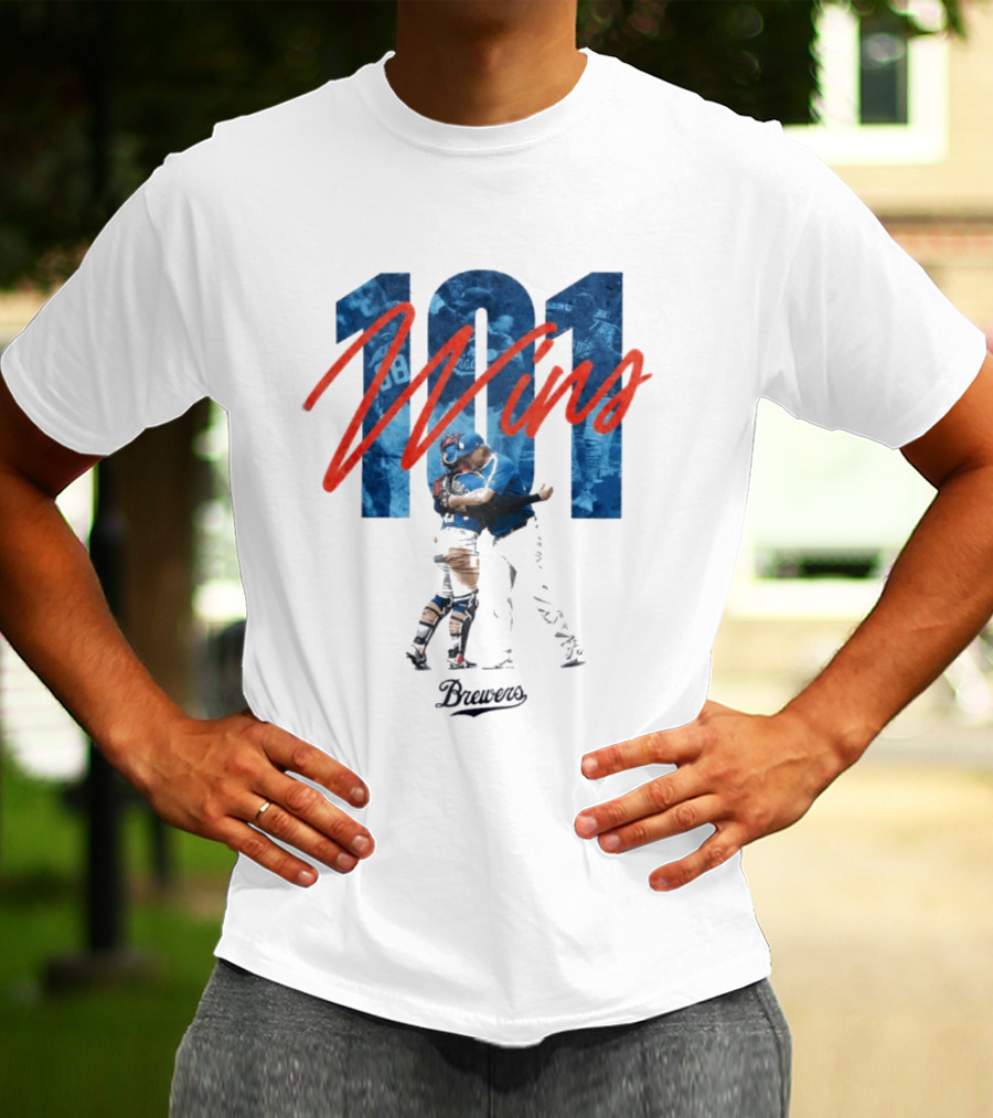 Brewers 101 Wins Robert Gasser William Contreras Celebration T-Shirt