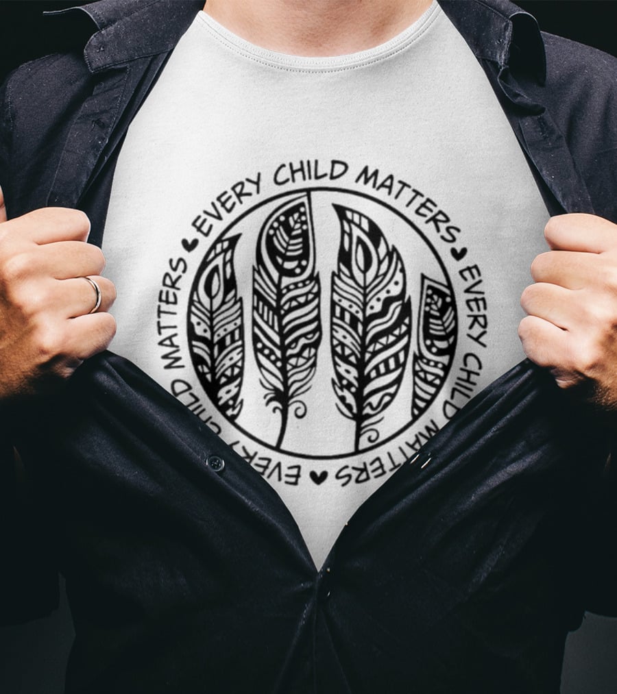 Every Child Matters Day Social Justice Feather Circle T-Shirt