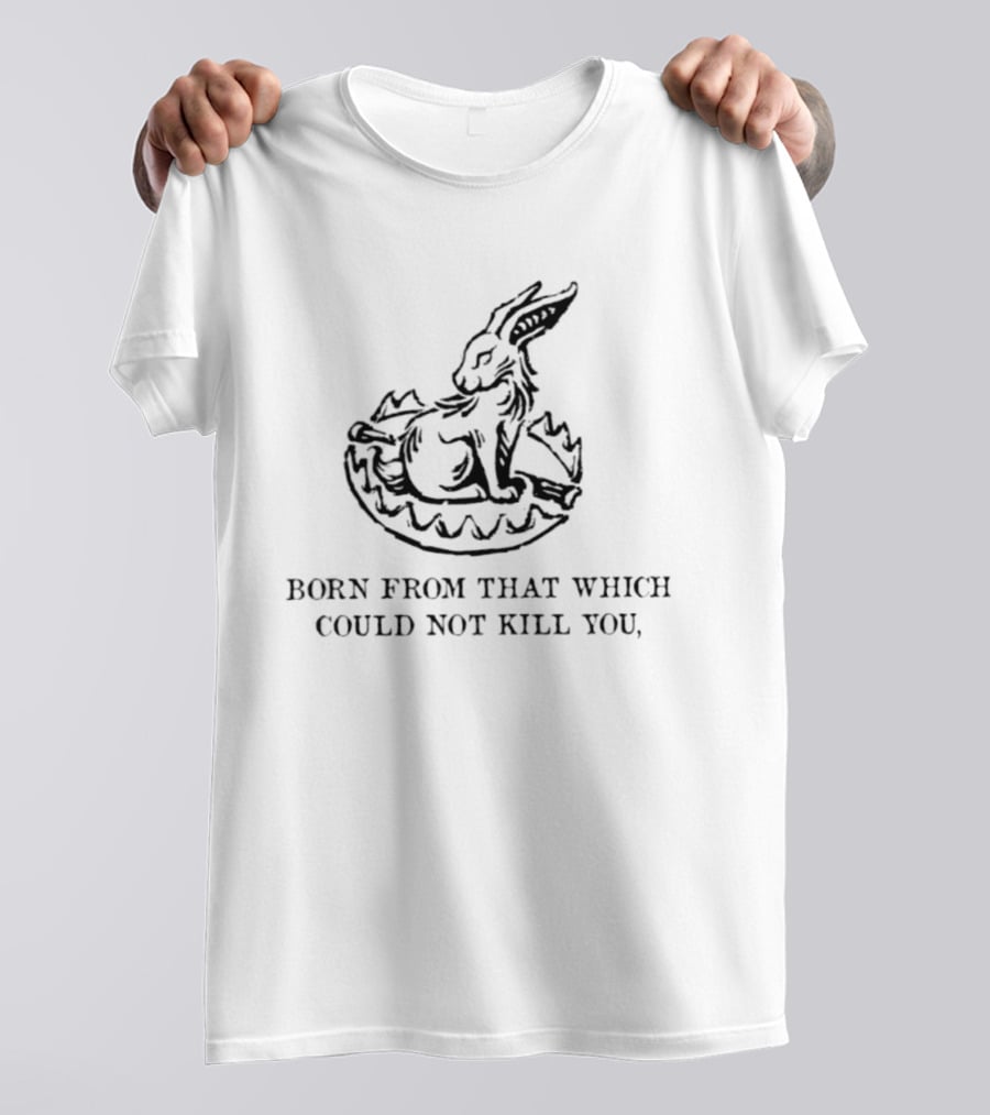 Rabbit Born From That Which Could Not Kill You Egg Shell Triumphant Resilience T-Shirt