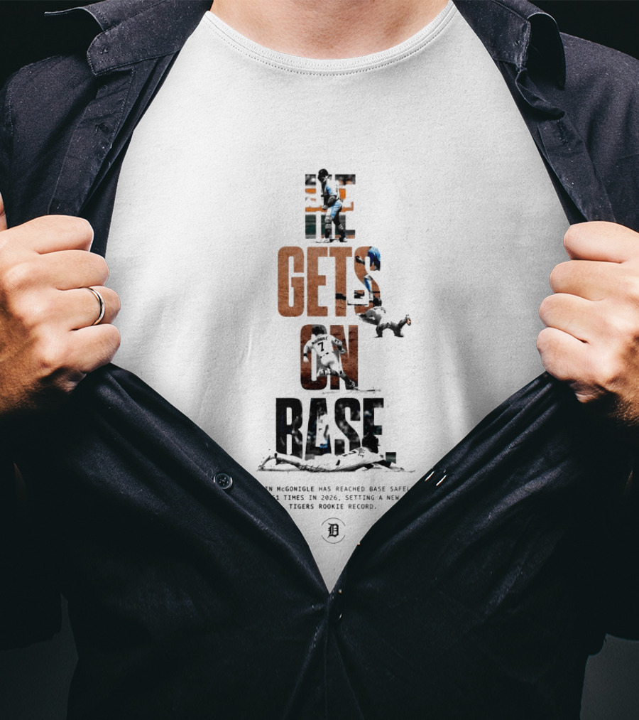 Kevin McGonigle He Gets On Base 261 Times 2026 Tigers Rookie Record T-Shirt