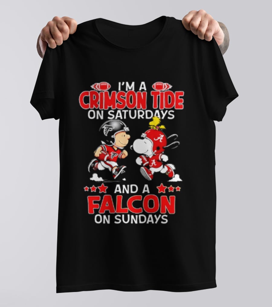 Peanuts I'm A Crimson Tide On Saturdays And A Falcon On Sundays Football Fans T-Shirt