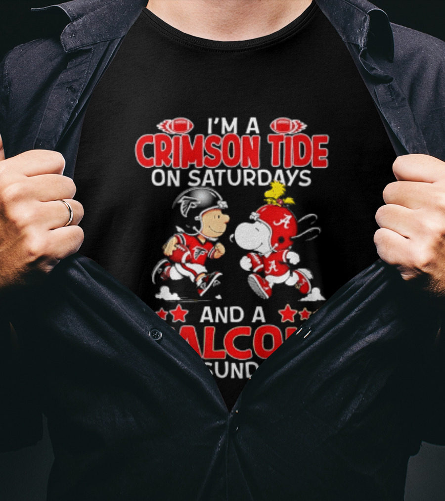 Peanuts I'm A Crimson Tide On Saturdays And A Falcon On Sundays Football Fans T-Shirt
